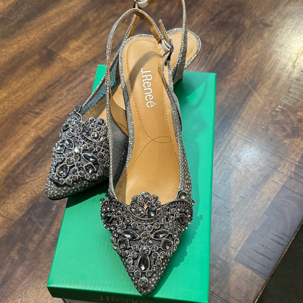 J.Renee Glittering Embellished Heels in Gray